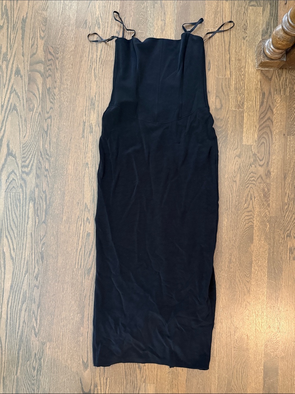 2000s Black Spaghetti-Strap boned corset style Maxi formal Dress laundry